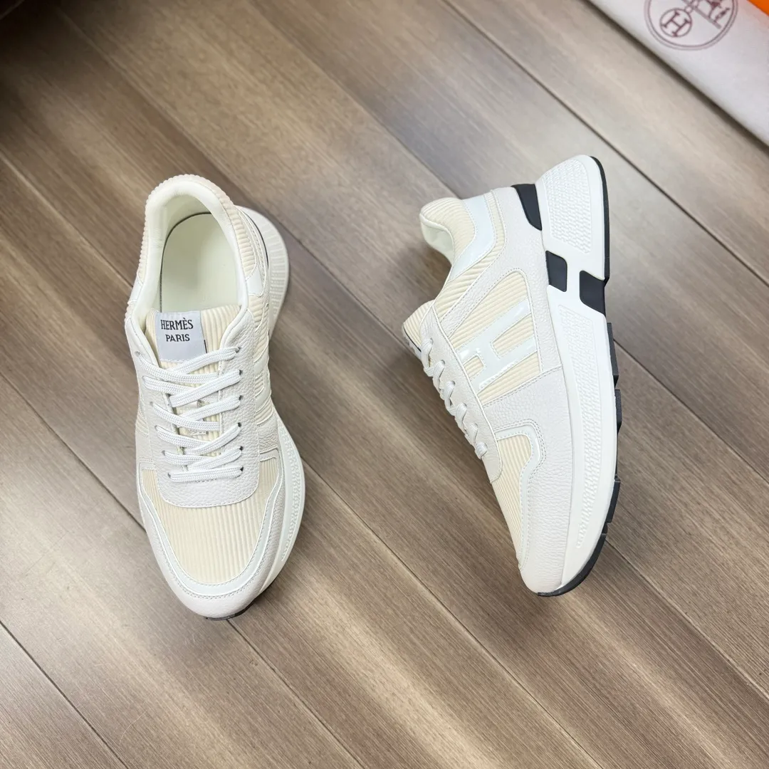 [HERMES] Hermès men's shoes 💰520💰 - High-end quality original order - Upper: 🔝 tumbled calfskin, high mercerized striped fabric, sewn brand H totem - Lining: water-dyed cowhide - Outsole: ultra-light T men's shoes 💰U foam rubber; two-color molded outsole - Super high quality control, fine workmanship: highlighted (high-end, luxury, grade) -Size :38-44 (45, customized)